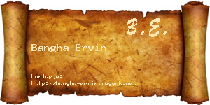 Bangha Ervin névjegykártya